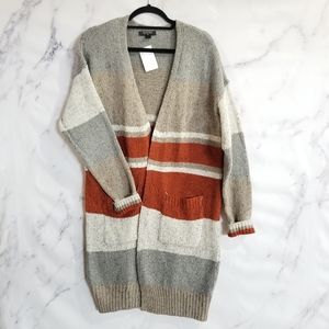 OLIVIA PRATT Stripe Oversized Open Cardigan Medium